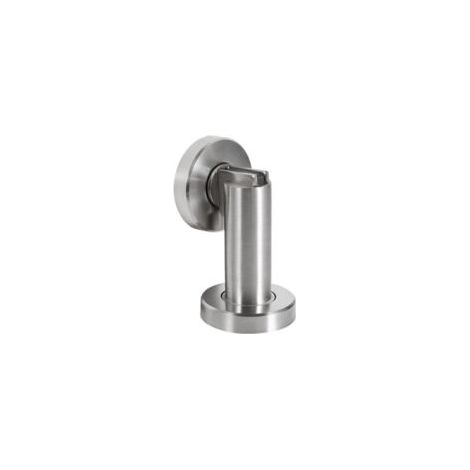 Magnetischer Türstopper in Edelstahloptik – Türstopper mit Befestigungsmaterial für Boden und Wand – Magnetischer Türstopper – Ø 5 cm, Höhe 8 cm – Crezuo