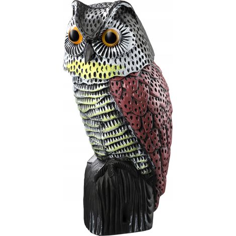 KADAX Eule mit beweglichem Kopf, Vogelschreck Eule aus Kunststoff, Taubenschreck mit Wackelkopf, Vog