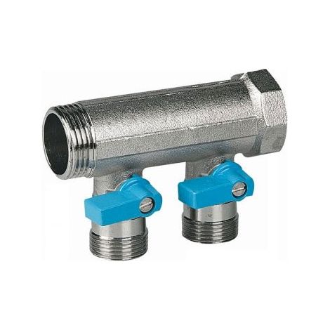 VB collettore con valcola a sfera e maniglia blu ø3/4"MF 2 derivazioni eurocono VB050502BLAUW