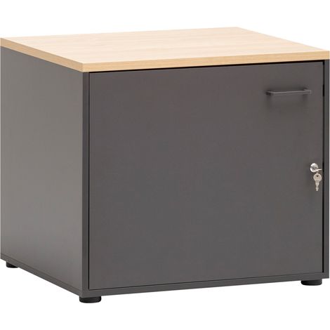 Unterschrank für Waschmaschinenschrank Putzmittelschrank abschließbar in anthrazit mit Eiche STOBY-80 (1/5)
