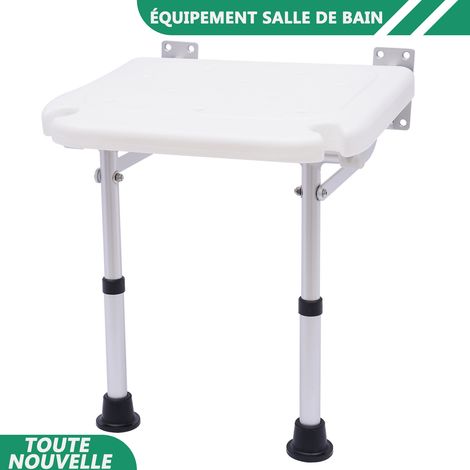 WAOBDLA siège de salle de bain pliable en alliage d'aluminium tabouret de salle de bain monté sur mur hauteur réglable (1/5)