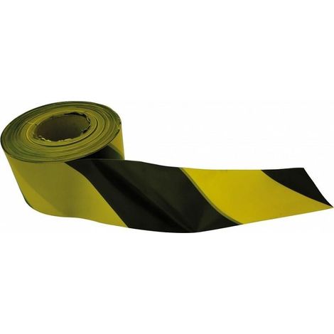 JAR cinta señalización amarillo/negro 100mm x 200 mm , La cinta de señalización amarillo y negro de 100mm de ancho por 200m de largo y galga 300 es una herramienta indispensable