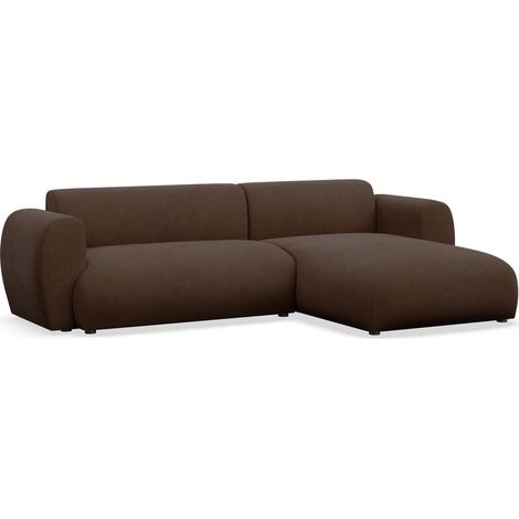 Selsey Emia – L-Form Ecksofa mit Schlaffunktion, Chenille-Stoff, rechts ausgerichtet, Braun