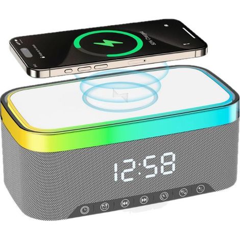 Enceinte bluetooth intelligente créative veilleuse de bureau audio chargeur sans fil lumière d'ambiance de chevet
