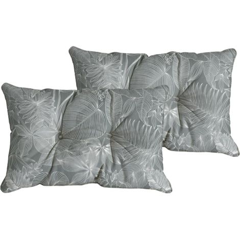 Lot de 2 Coussins Garnis pour Dossier de canapé d'extérieur, en Tissu déperlant 60x40cm, Gris imprimé (1/5)
