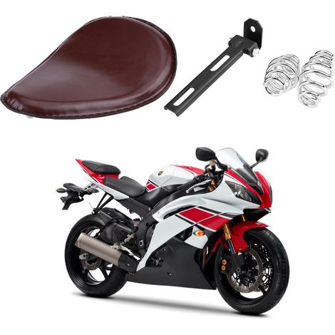 Selle solo cuir moto 3 pouces avec support de montage à ressort pour chopper bobber custom (1/5)