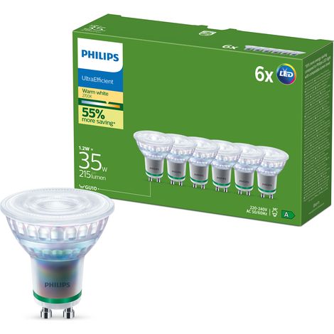 Philips UltraEfficient GU10 Spotlampe 35W Warmweißes Licht - 6 Stück