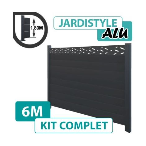 Kit Clôture Aluminium Gris Anthracite 6M - Design - 1,80 mètre (1/4)