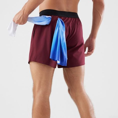 Men's lightweight and breathable quick-drying sports shorts with towel loop and pockets, blue, size XL (XXXL wine red) (1/5)
