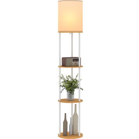 Beyamis Stehlampe mit Ablagen, 3 Farbtemperatureinstellungen, Fernbedienung für Wohnzimmer, Schlafzimmer, Büro, natürliches Licht