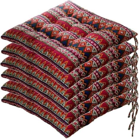 Lot de 6 galettes de Chaise, 40x40 Coussins de Siège Décoration, Coussin de Chaise Coussins de Jardin, Style G (1/4)