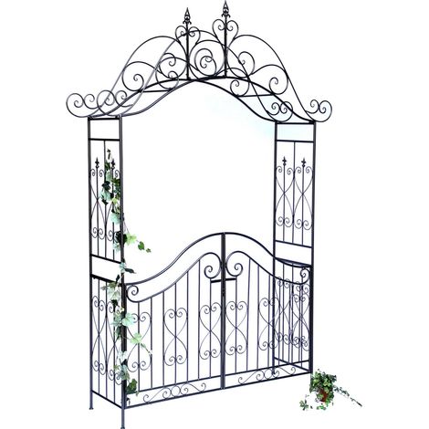 Dandibo – Arche de jardin 131872 – métal gris foncé – dimensions 282x160 cm – sans fixation au sol – ornement supérieur 192 cm