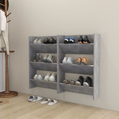 FIMEI Armoires à chaussures murales 2 pcs Gris béton 60x18x90 cm (1/5)