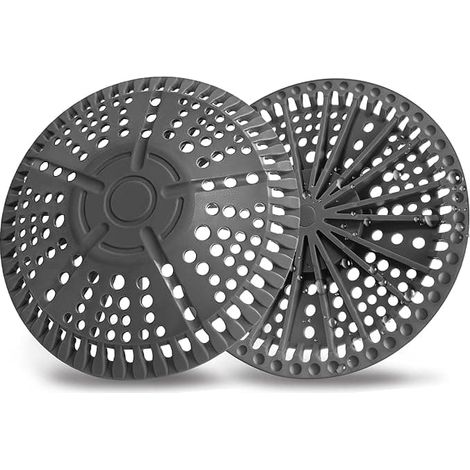 Lot de 2 grilles de siphon de sol en silicone - récupérateur de cheveux pour douche et salle de bain, grille de siphon de 14 cm (1/5)