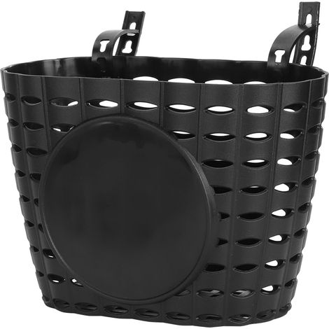 Panier avant de vélo enfant en plastique épais, accessoire de rangement noir (1/5)