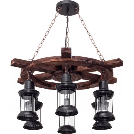 Suspension rustique pour ferme 6xe27 black helmsman regx75x75 cm