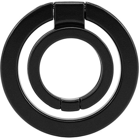 Support magnétique réglable pour téléphone, rotatif, pince à double anneau, conception légère et pliable, noir. (1/4)