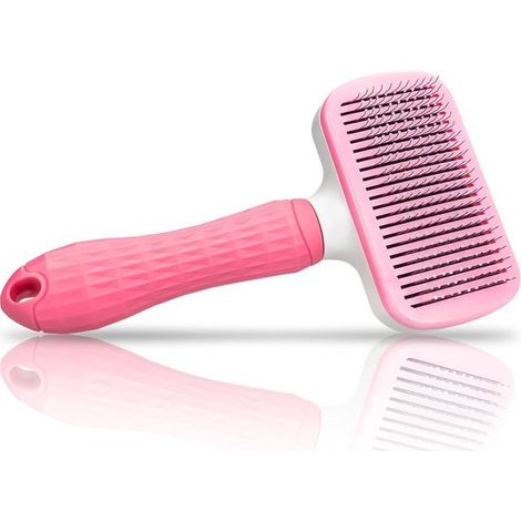 Brosse Slicker pour chiens à poils longs et courts - Brosse pour chats - Rose (1/5)