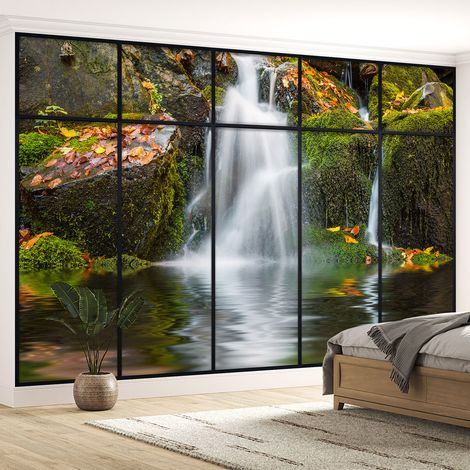 Papier peint panoramique Trompe l'oeil Verrière - Cascades - 130 cm x 82 cm (1/5)