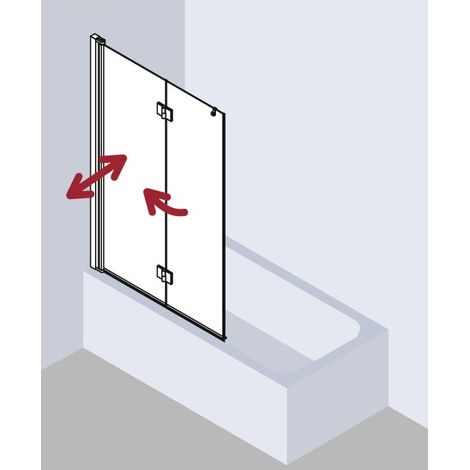 Kermi LIGA vantail 2PR 1000 x 1500mm argent satiné verre trempé transparent (1/5)