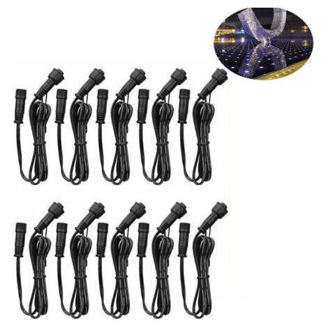 OIMG 10 Pack 2-Prong Extension Cable for Monochrome Patio Lights, 1m (3.28ft) with 2-Prong Male and Female Connectors on Both Ends for Monochrome LED Deck Lights (1/4)