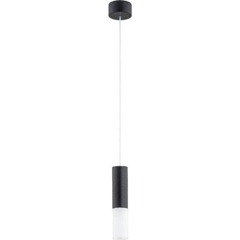 Alfa ELIOT Minimalist Black Tube Pendant Light, Wooden Hanging Ceiling Lamp, 1xE14 10W, 86cm, Modern Slim Suspension for Kitchen, Dining, Living Room Interior