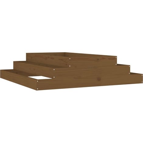 Vassoio per fioriera aiuola rialzata piante fiori terrazza giardino 110 x 110 x 27 cm legno massello di pino marrone 020037312