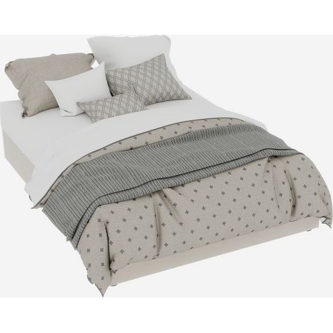 Cadre de lit moderne minimaliste, 140200CM, beige, en velours hollandais, équipé d'une tige pneumatique, mobilier de chambre de style moderne, sans tête de lit ni matelas. (1/5)
