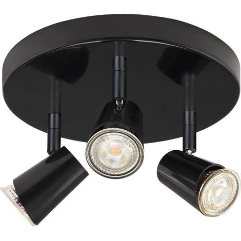 JUDY P3-Plafonnier 3 spots GU10, noir, a/lpes LED 3,6W 3000K 400lm dimm. incl (1/5)