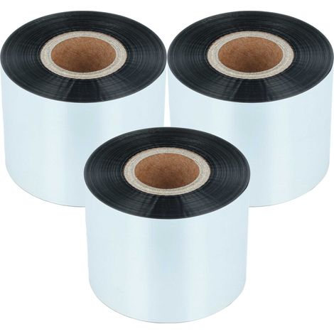 vhbw 3x Thermal Ribbon compatible with Datamax Honeywell E-4305P, E-4305L Label Printer, 50 mm x 300 m, Wax Resin, Black