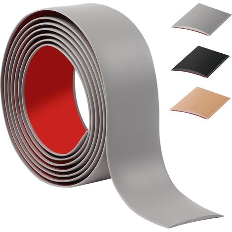 200cm Barre De Seuil Adhesive,Flexible Seuil De Porte Adhesif PVC,Barres De Transition De Seuil Pour La Cuisine/Salon,Profil De Transition Pour Joindre Les Joints De Sol/Carrelage/Laminé(5cm,Grey) (1/5)