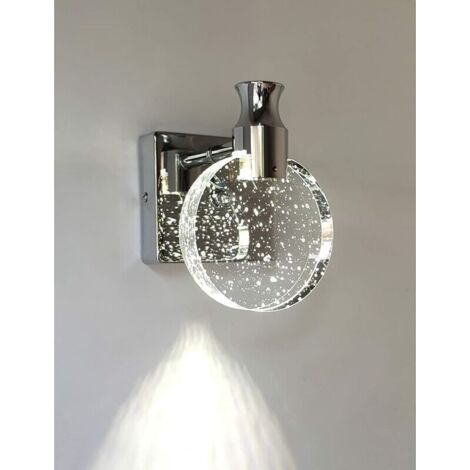 Applique Murale Cristal, Luminaire Mural Interieur de Style Nordique de Luxe, Lampe Murale Ronde Créatif pour Chambre, Chevet, Salon, Salle de Bain, Commode, Couloir(argent, Petit) (1/5)