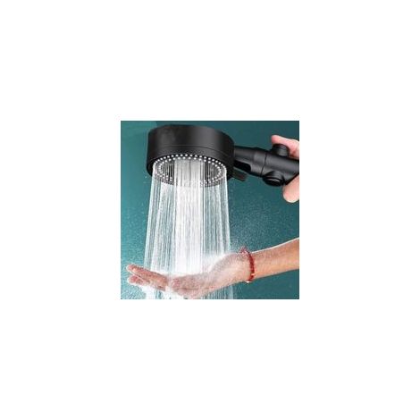 Pommeau de douche haute pression noir à économie d'eau, 6 modes réglables, conception anticalcaire avec dispositif d'arrêt, facile à installer, adapté à une utilisation dans la salle de bain (1/5)