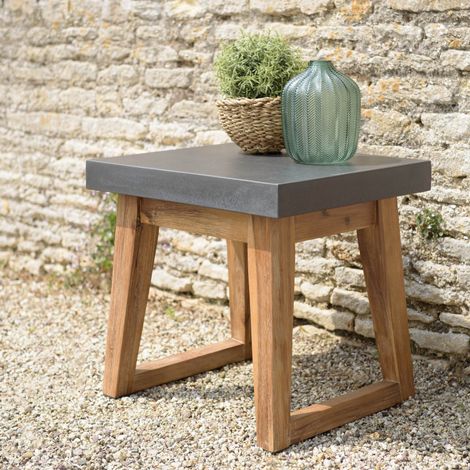 HECTOR - Table d'appoint rect. 50x40cm effet béton foncé pieds trapèze (1/5)