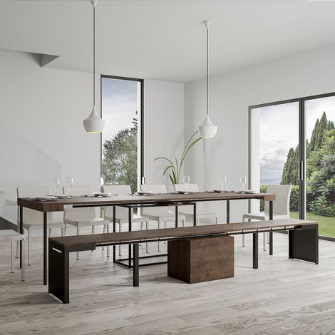 Panca allungabile 55x40/305 cm Walk Noce telaio Antracite (1/5)