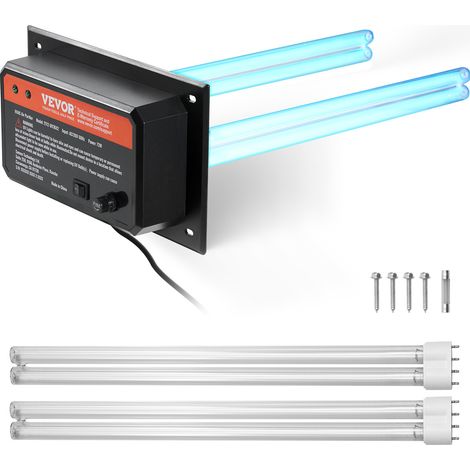 VEVOR Purificatore deAria HVAC per Tutta la Casa, Luce UV UVC nel Condotto per Aria Condizionata, Depuratore deAria con 2 Lampadine di Ricambio, Luci UV HVAC per Sistemi AC, 72 W 258 x 156 x 498 mm