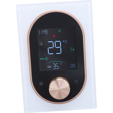 Thermostat connecté écran LCD couleur ABS alliage aluminium APP programmable tactile molette AC 95-240V blanc 86x86mm IP20 1 pc (1/5)