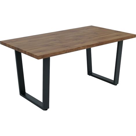 Esszimmertisch HHG-246, Tisch Küchentisch Esstisch, Industrial MDF Metall 160x90cm Walnuss-Optik (1/5)