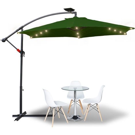 SWANEW Ombrellone 3,5 m con LED Ombrellone a sbalzo Ombrellone da giardino Ombrellone da patio UV30+ Verde (1/5)