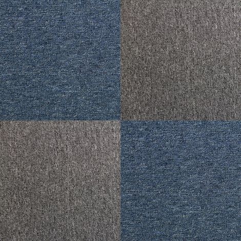 Monstershop - Moquette Pavimento al Metro Quadrotte di Tappeto su Misura Componibile, Mattonelle in Tessuto Autoposanti per Interni, SET da 40 Piastrelle 50x50cm Copre 10mq – Blu Tempesta & Grigio Ant
