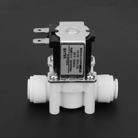 1 électrovanne 12 V CC en plastique avec raccord rapide, normalement fermée (1/5)