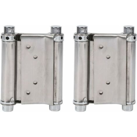 2-Piece Stainless Steel Double Spring Hinges, Dining Room Door Hinges, Swing Door Hinges, Load Capacity Up to 15kg (1/4)
