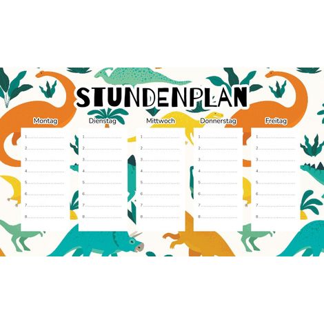 Plan de cours magnétique Dinosaures et animaux sauvages 30 x 17,5 cm