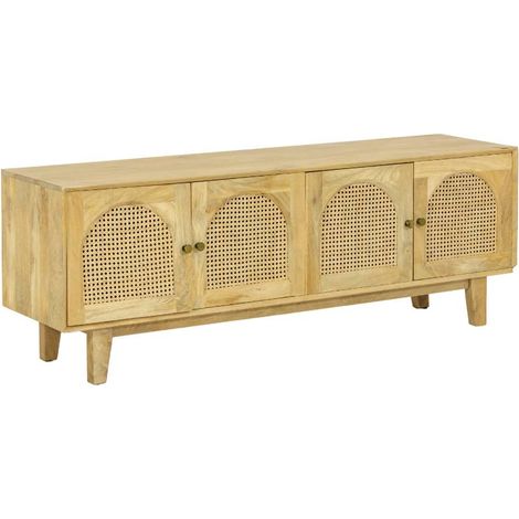 Meuble TV en bois de manguier et cannage Edana (1/5)