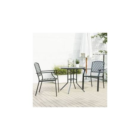 Ensemble de chaises de jardin empilables 3 pcs anthracite (1/5)