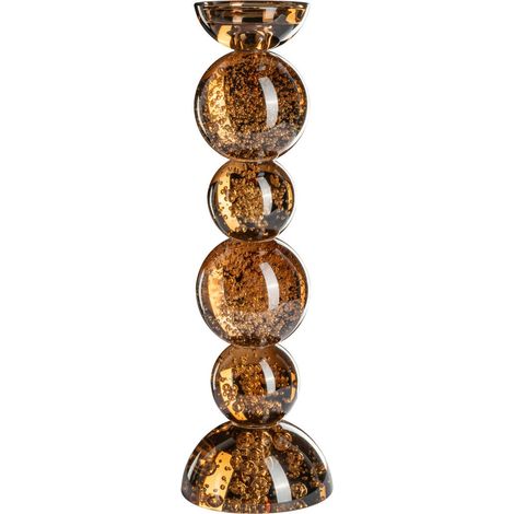 Bougeoir en verre brun sculptural - brun ambré (1/4)