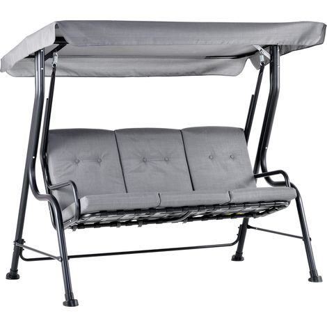 Fauteuil œuf suspendu panier pliable coussin rembourré porte-gobelet 120x88x192 cm gris foncé
