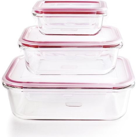 Ibili 754750 Set mit 3 Stapelbaren Transparenten Glasbehältern