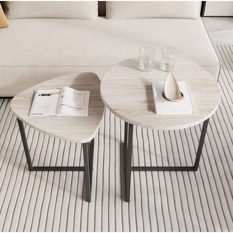 Tavolini da salotto gigogne 2 pezzi 45x45x50,5 cm rovere chiaro/nero MEUBLIV (1/5)