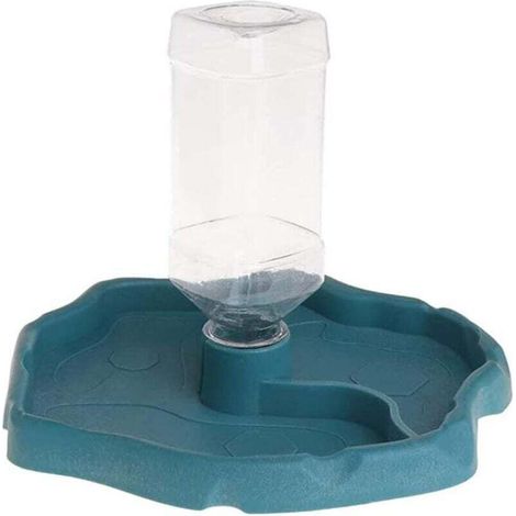 Automatic Reptile Feeder, Reptile Food and Water Dish Bowl, 2 in 1 Turtle Water Dispenser, Reptile Water Dish with Bottle for Lizard, Gecko, Bearded Dragon (Blue)